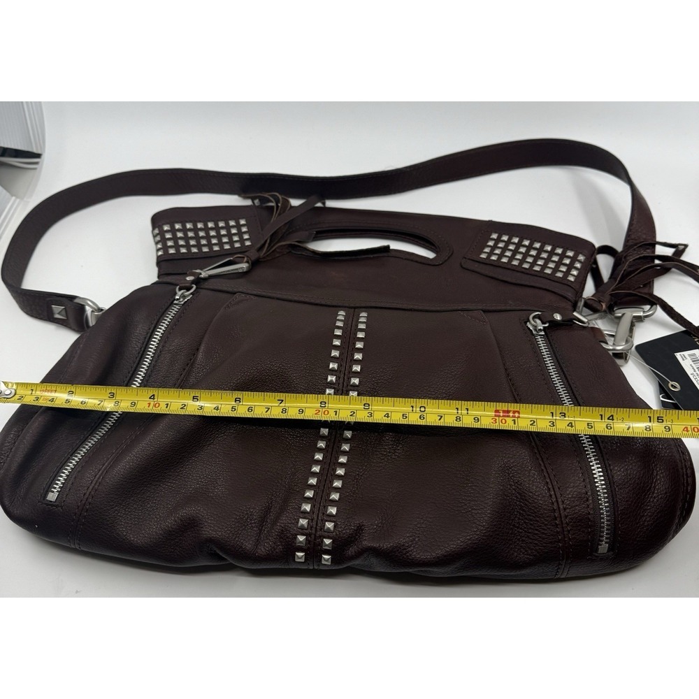BMakowsky Brown Brandy Leather Studs Shoulder Purse Bag‎ NWT - Picture 11 of 14